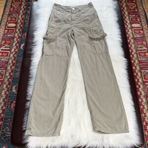 Zara Khaki Green Straight Leg Cargo Jeans